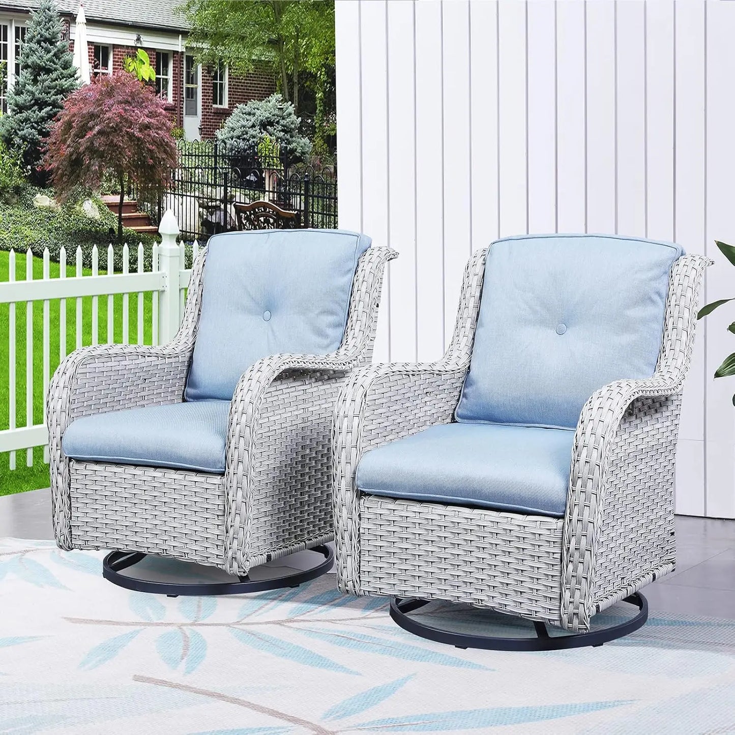 Outdoor Swivel Rocker Wicker Patio Chairs Rattan Set