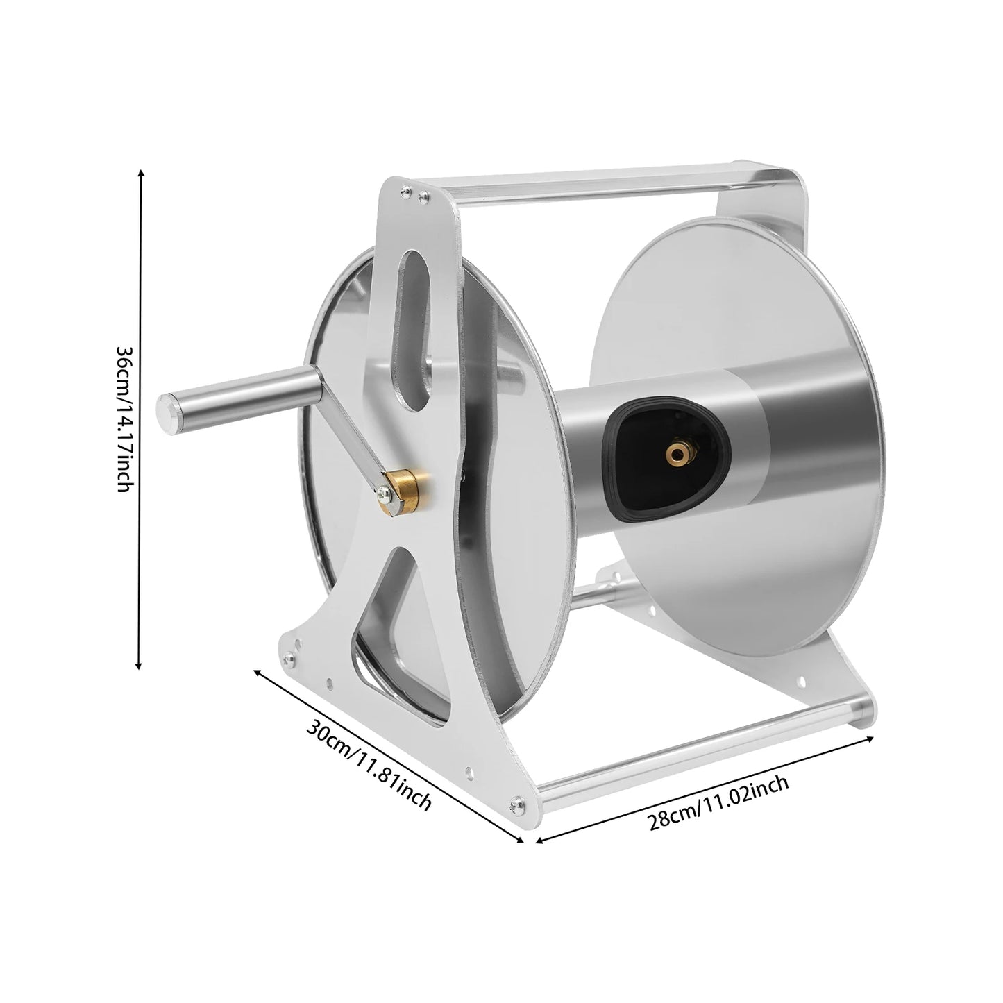 Heavy-Duty Water Hose Reel, Stable Garden Hose Storage Rack with Handle and Fittings for Home Garden, Yard, and Outdoor Cleaning