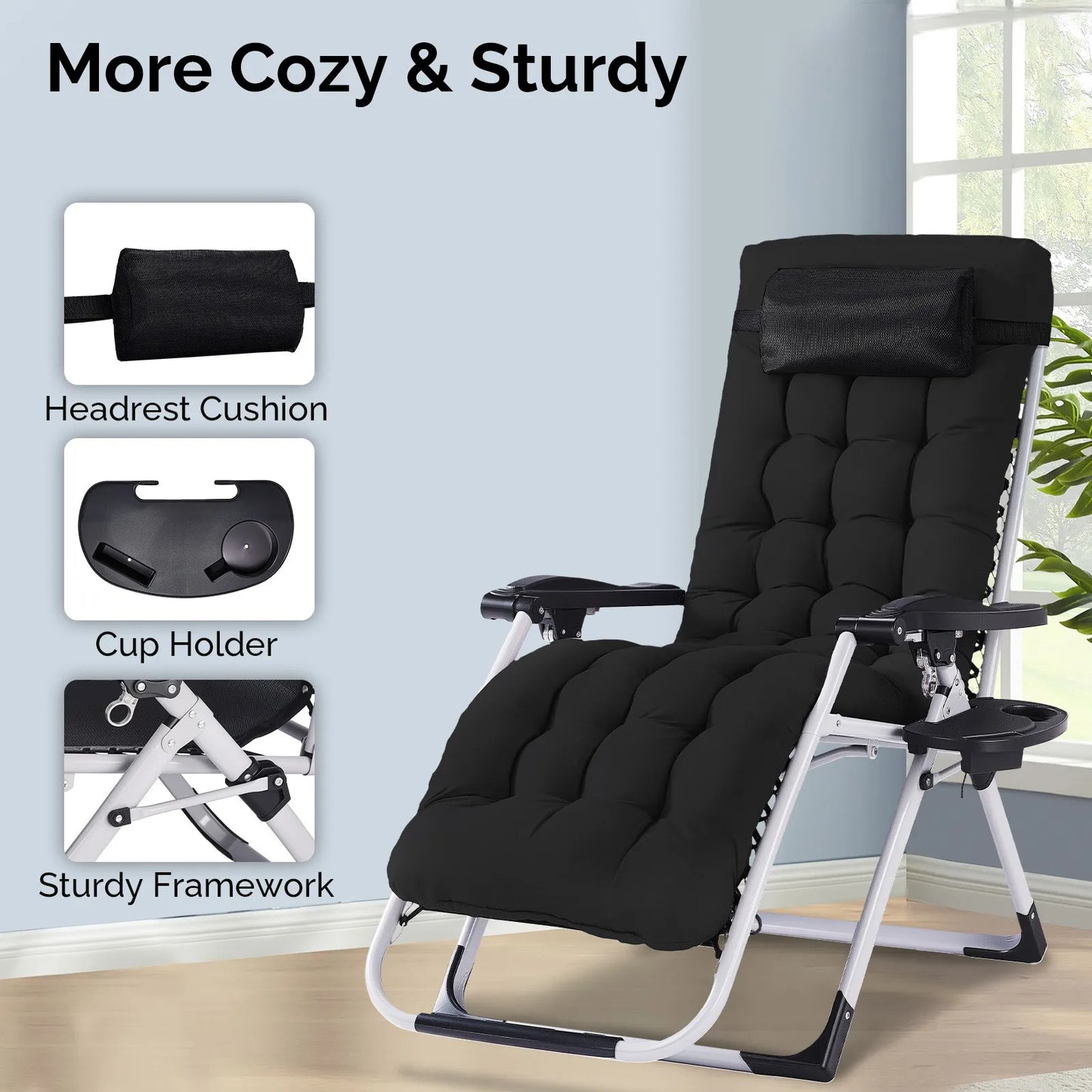 Folding Zero Gravity Recliner Chair 300 LBS Capacity