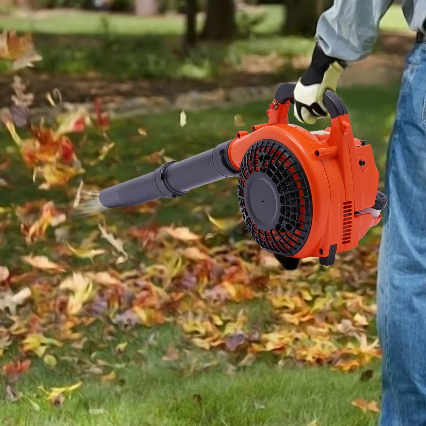 Gas Leaf Blower 25.4CC 2-Stroke 4.59ft³/h Commercial Handheld Gas Leaf Blower Grass Lawn Yard Dust Blowing Cleaning Tool