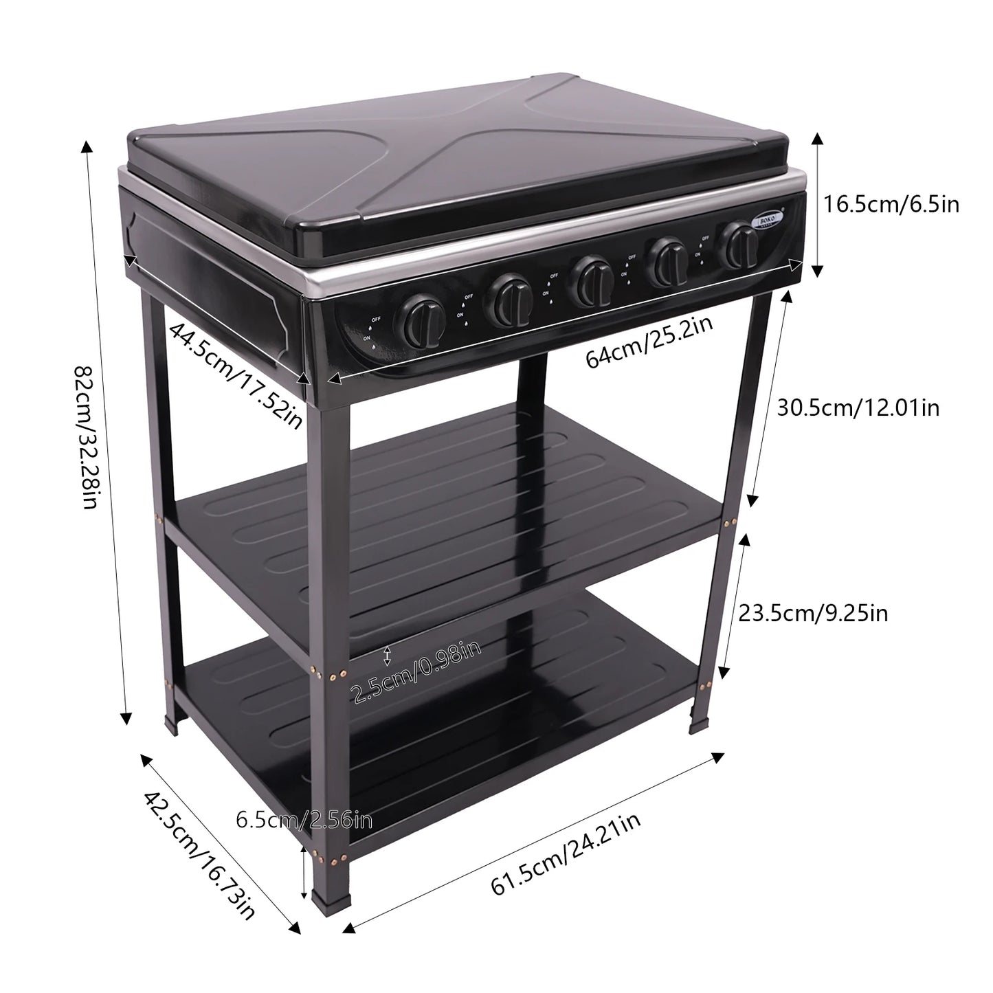 Five Burner Natural Gas Freestanding Grill for Outdoor Grilling
