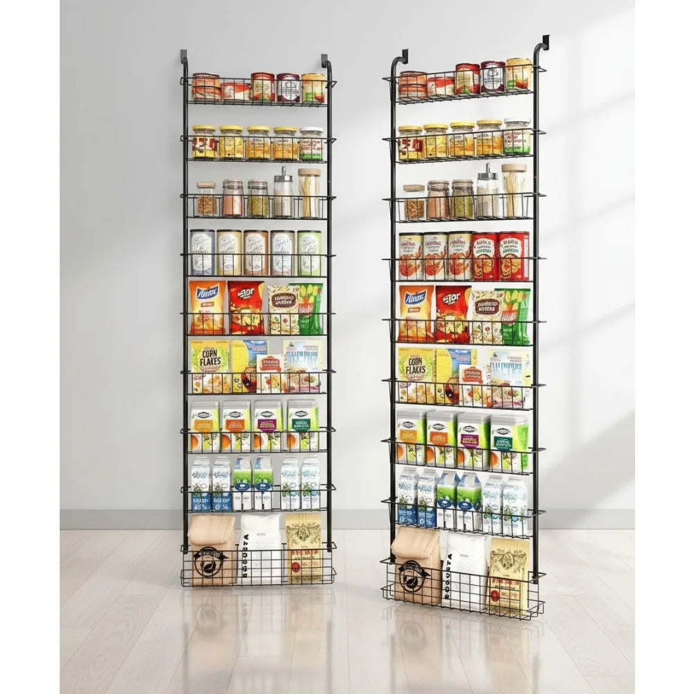 Nine Tier Over Door Pantry Organizer Spice Rack For Kitchen