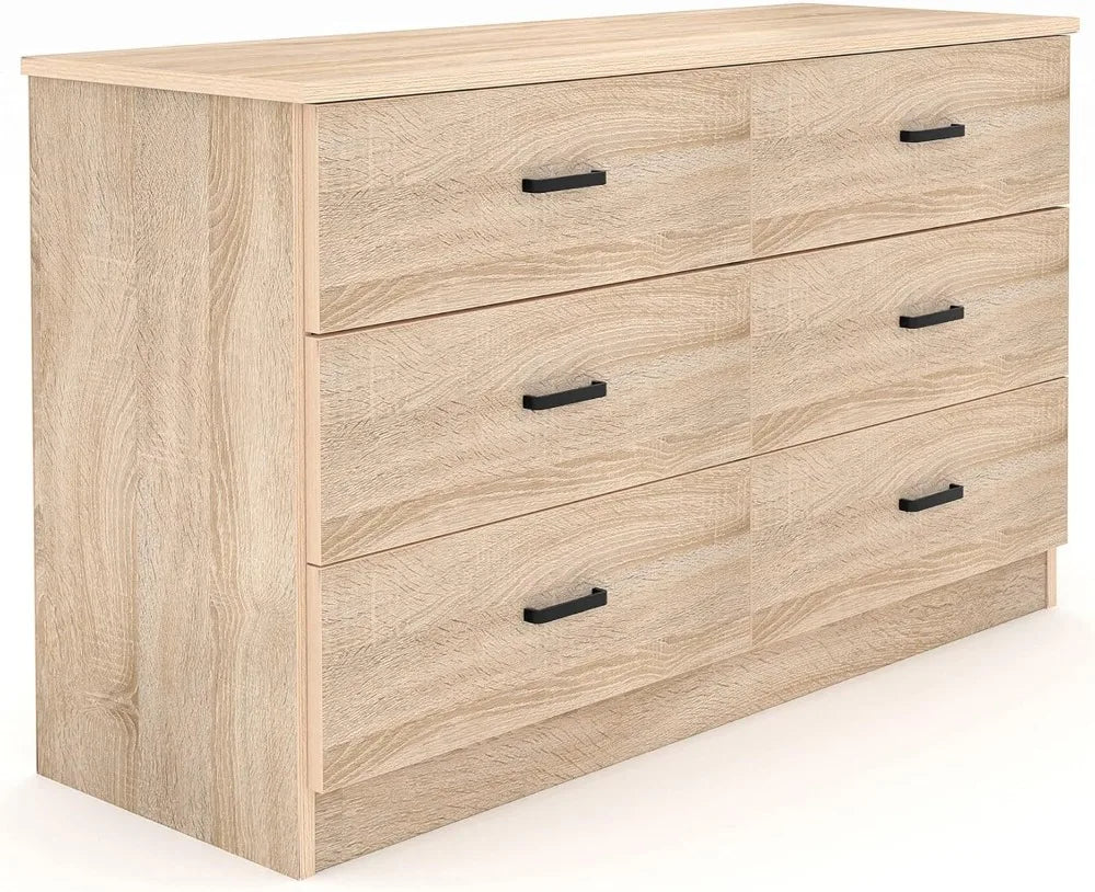 Dresser for Bedroom, 6 Drawer Double Dresser, Modern Chest of Drawers with Deep Drawers, TV Stand Large Storage Organizer
