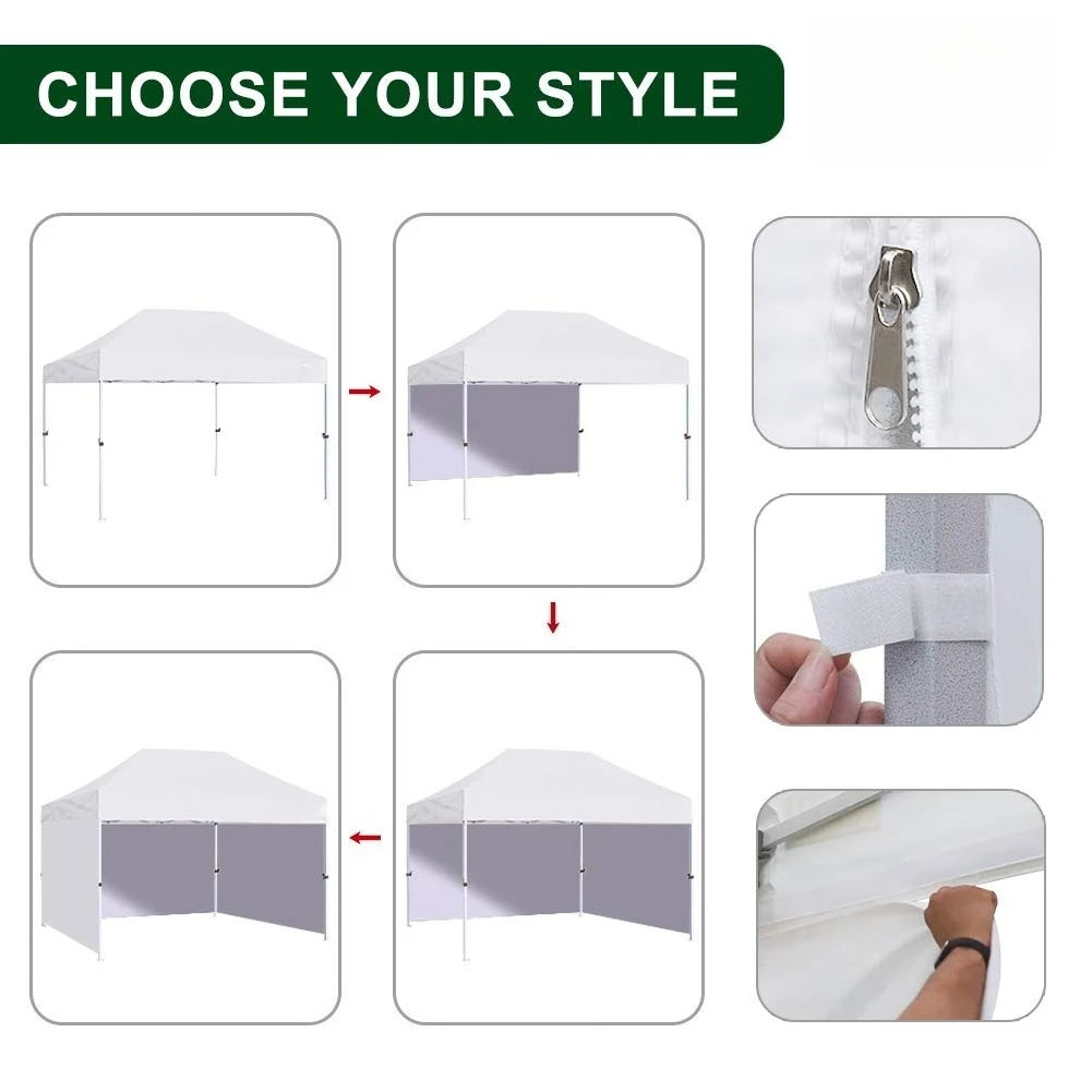 Pop Up Canopy Tent With Removable Zipper End Walls
