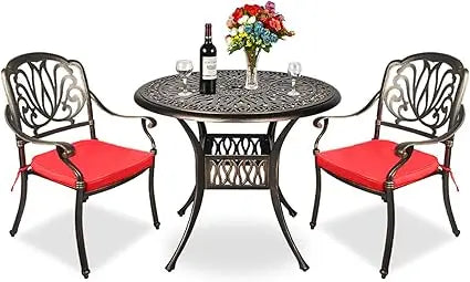 DAFIFY All-Weather Cast Aluminum Patio Round Dining Set