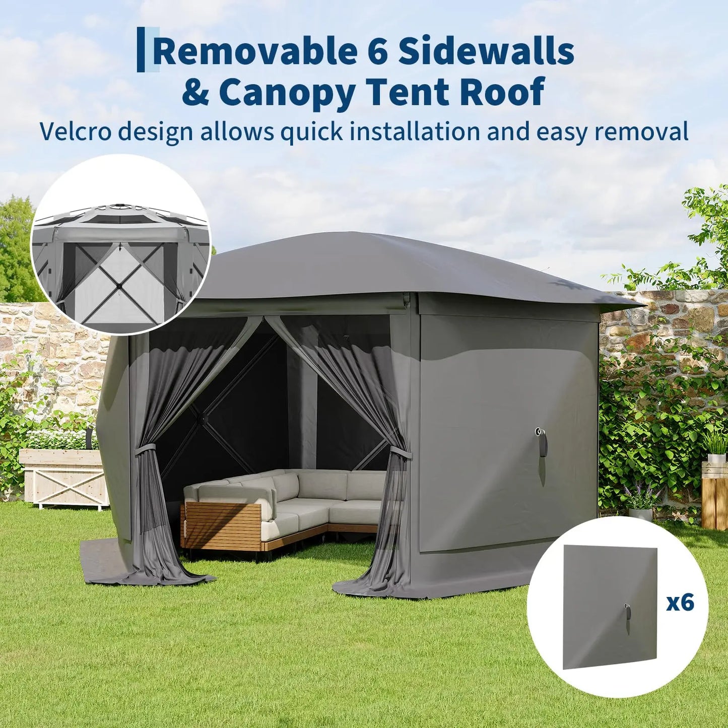 HiMISS Hexagon Pop Up Gazebo With Mosquito Netting