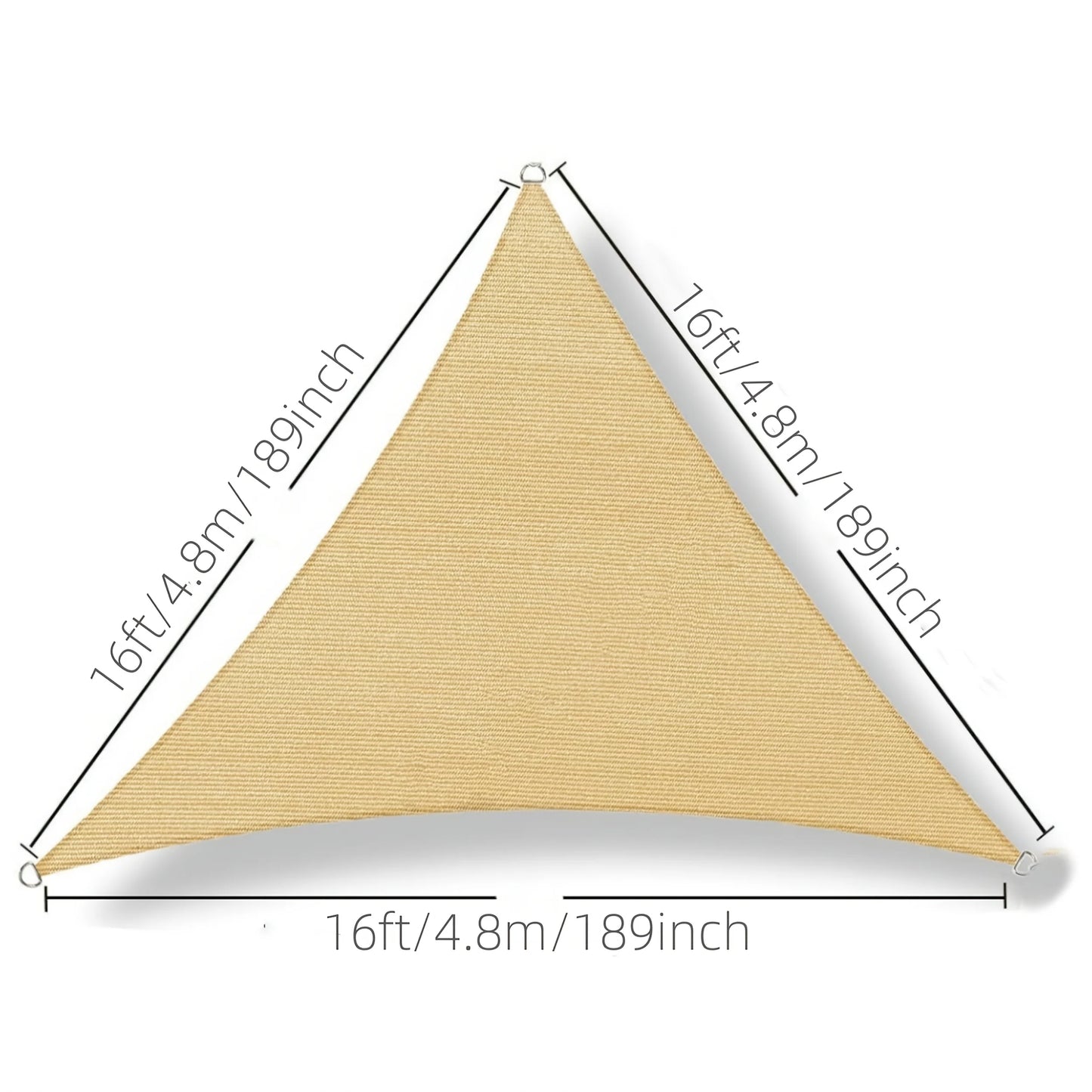16' x 16' x 16' Sun Shade Sail Triangle Canopy, Permeable Shade Cloth Fabric Sunlight Block Patio Cover HDPE Deck Awning for Out