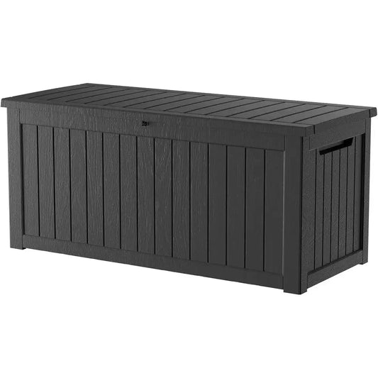 270 Gallon Waterproof UV-Resistant Outdoor Storage Box for Deck, Cushions, and Pool Accessories - Black