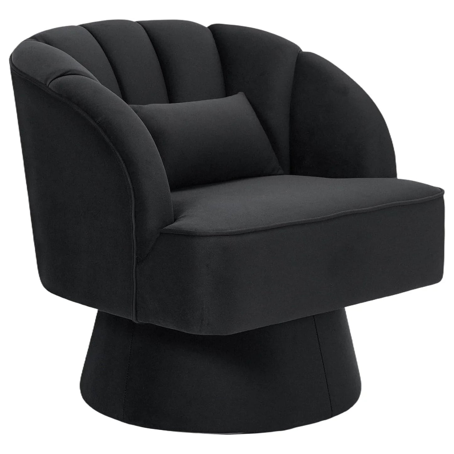 Ultra-Plush Swivel Accent Chair 360° Barrel Lounge Chair with Padding Modern Striped Backrest Velvet Upholstered Round Armchair