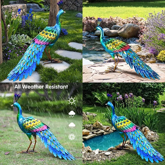 Metal Peacock Statue Garden Decor Yard Art Sculpture Outdoor Decoration for Lawn, Patio, Backyard, Housewarming Birthday Gifts