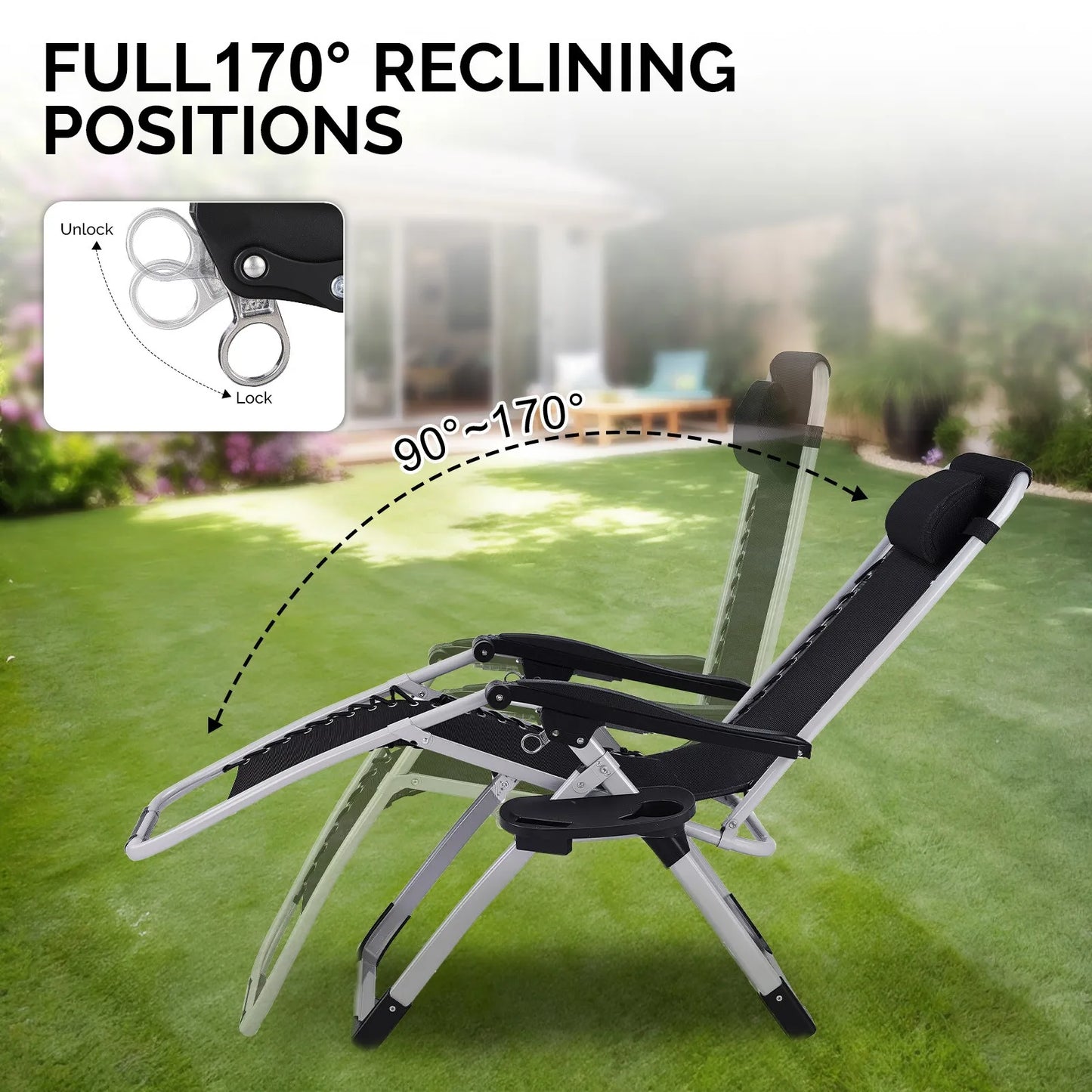 Folding Zero Gravity Recliner Chair 300 LBS Capacity