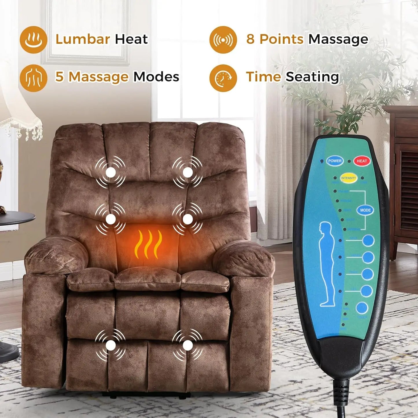 Large Power Lift Recliner with Massage and Heat for Elderly, Heavy Duty & Safety Motion Reclining Mechanism,, Customized