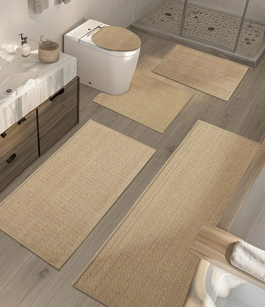 5-Piece Ultra-Thin Bath Rug Set Non-Slip Quick-Dry Under-Door Fit