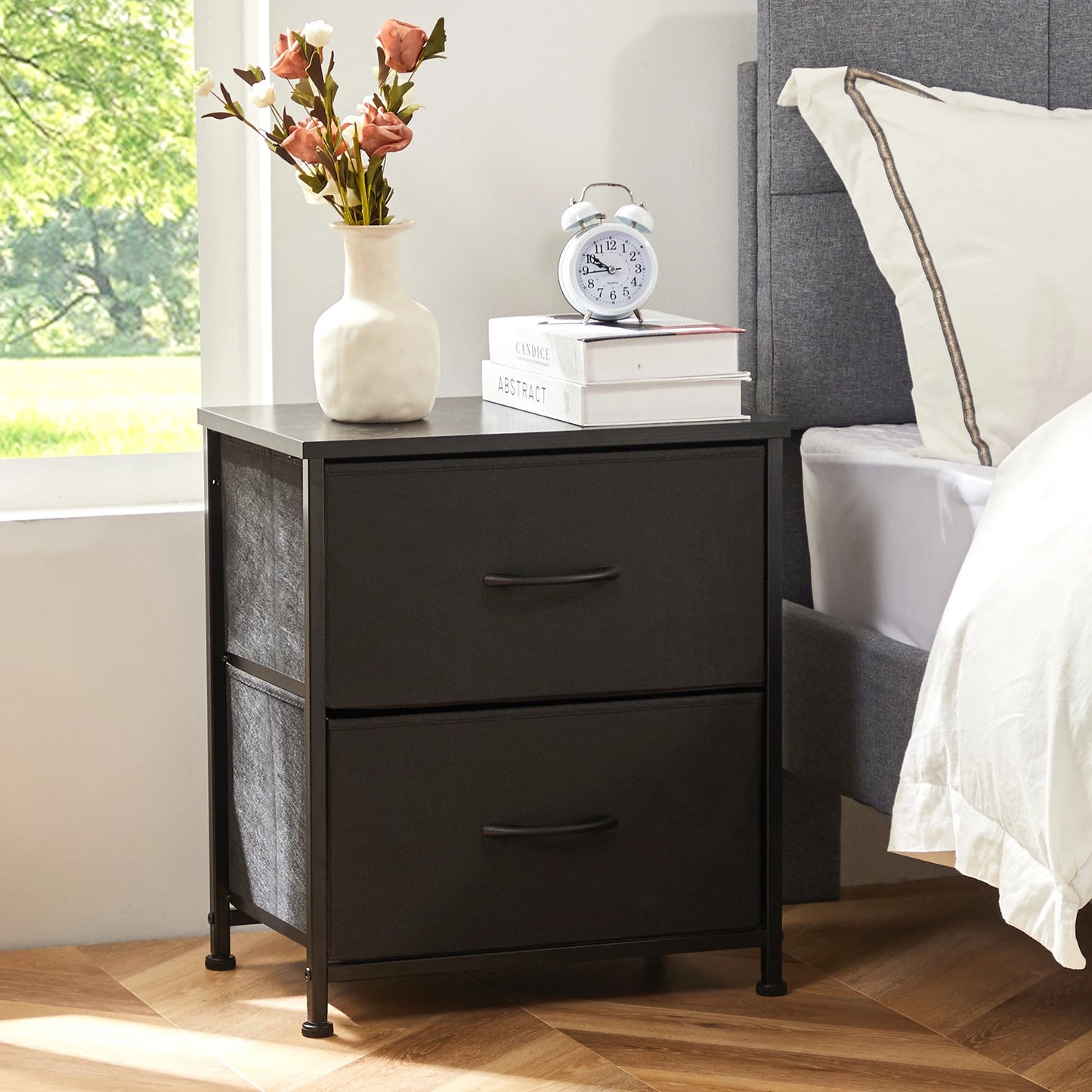 JHK Nightstand Bedside Table With Storage Drawers Modern Minimalist