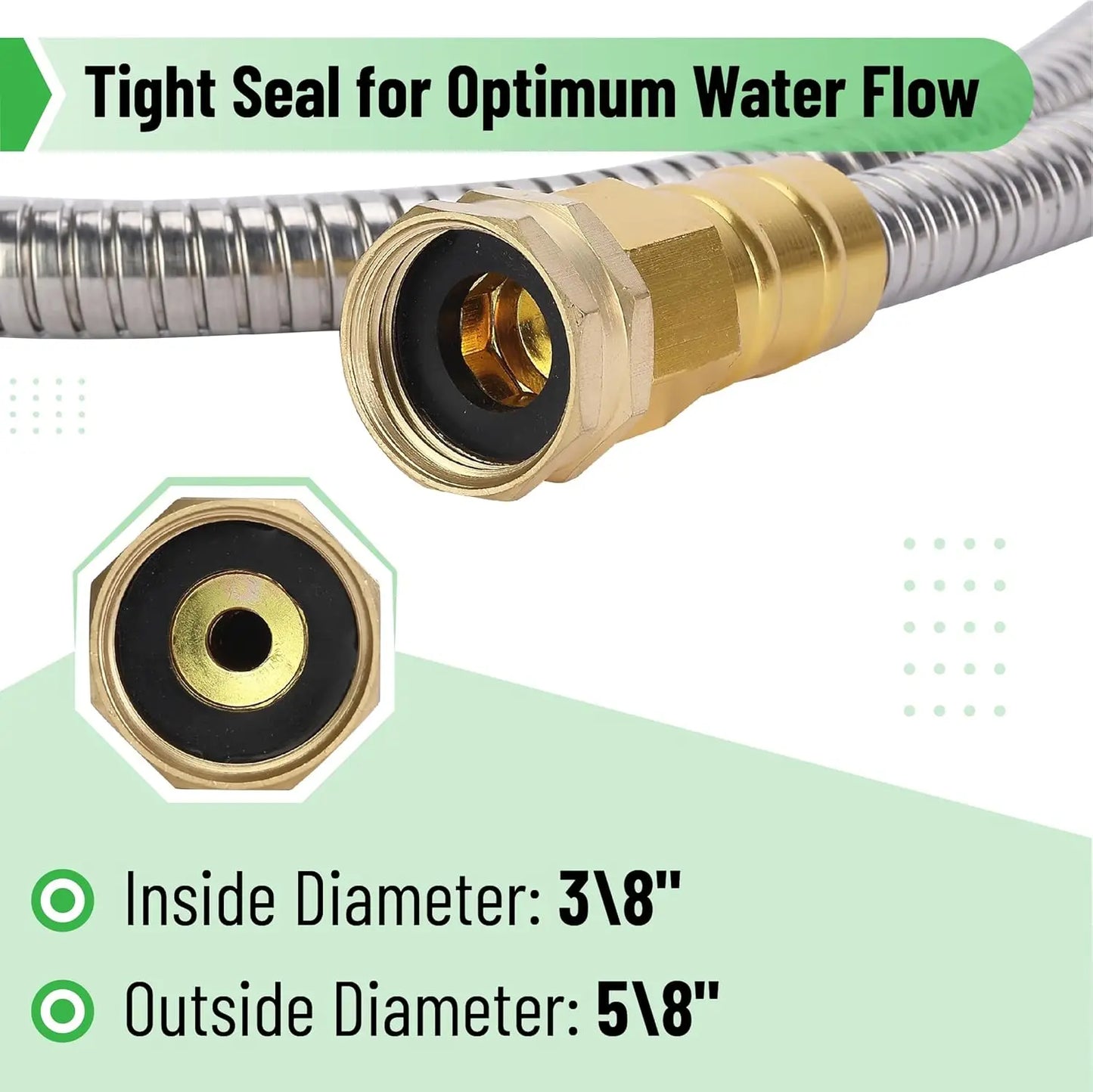 UNCO- Metal Garden Hose, 10 Feet Stainless Steel No Kink, Durable Flexible | Water Hose for Garden, Yard, Outdoor Watering and C