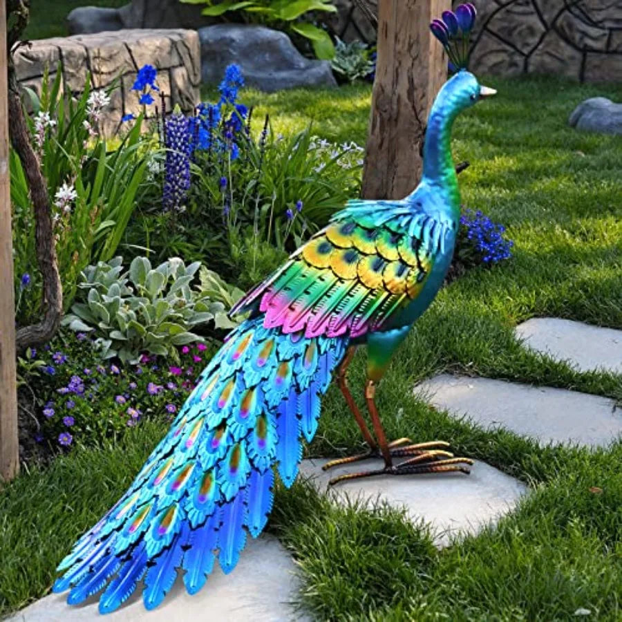 Metal Peacock Statue Garden Decor Yard Art Sculpture Outdoor Decoration for Lawn, Patio, Backyard, Housewarming Birthday Gifts