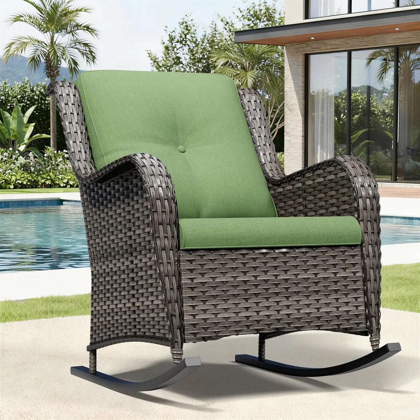 ZHENDAI Outdoor Swivel Rocker Patio Chairs Wicker High Back
