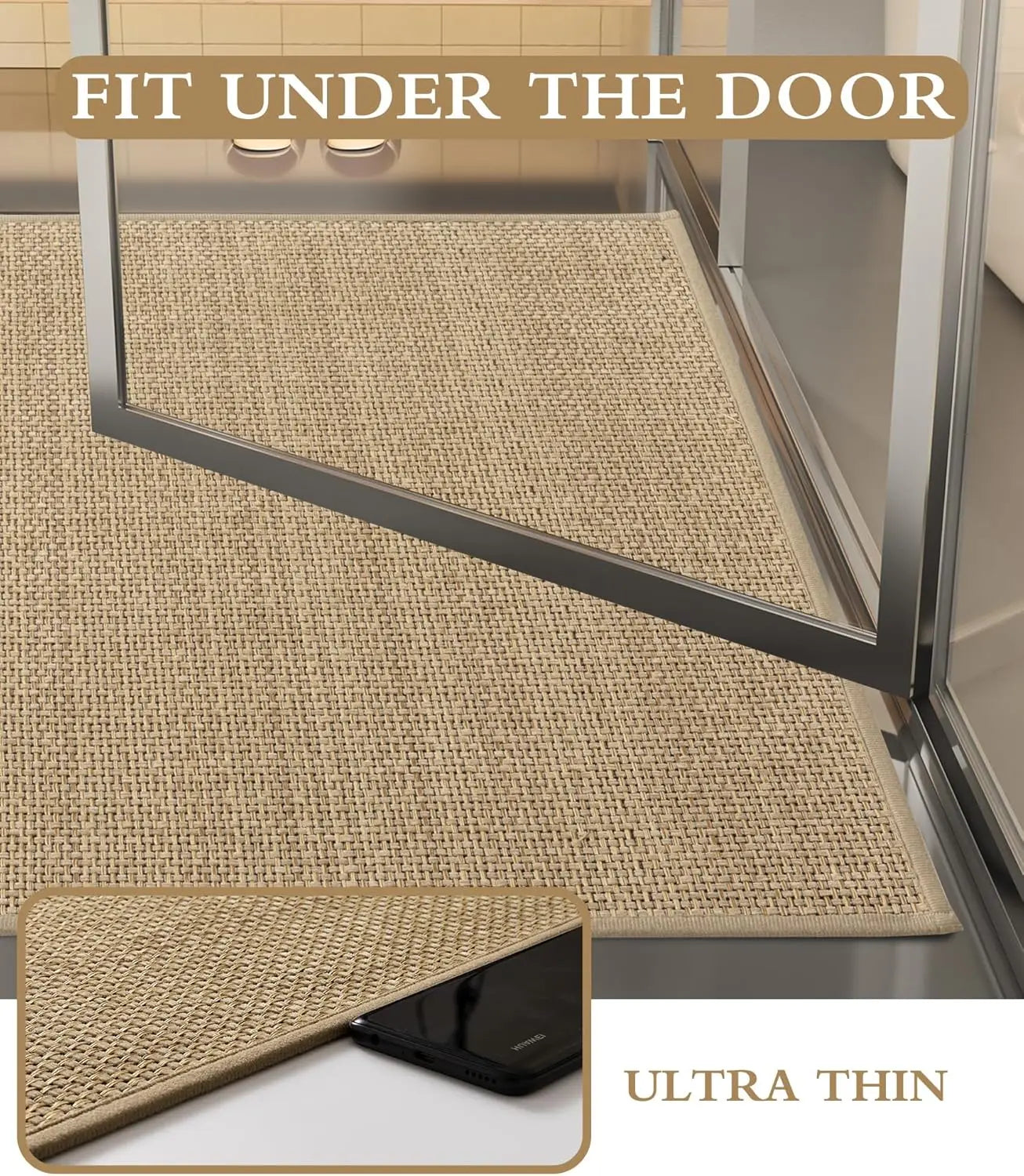 5-Piece Ultra-Thin Bath Rug Set Non-Slip Quick-Dry Under-Door Fit