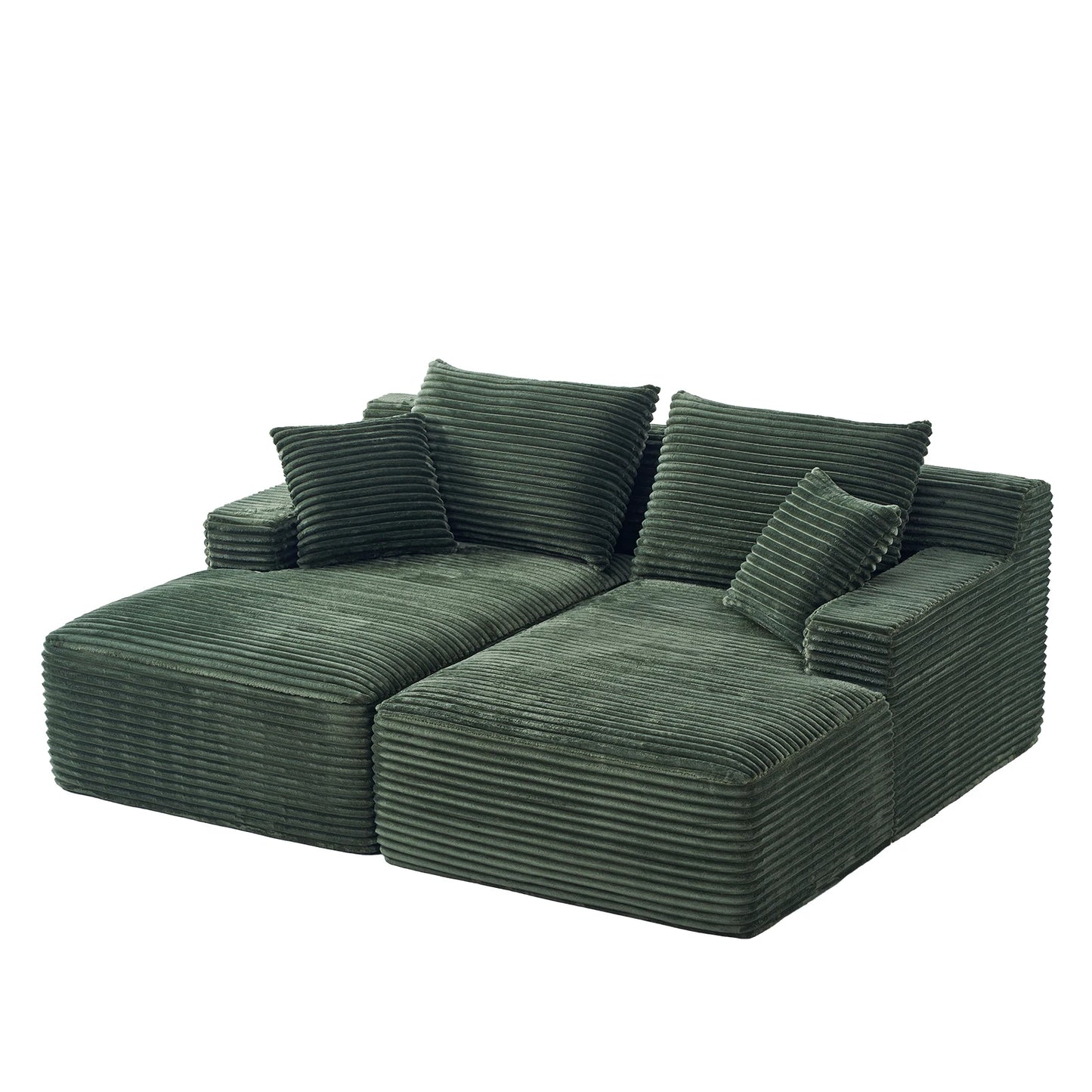 Double Chaise Lounges Plush Upholstered Boneless Couch Deep Seat