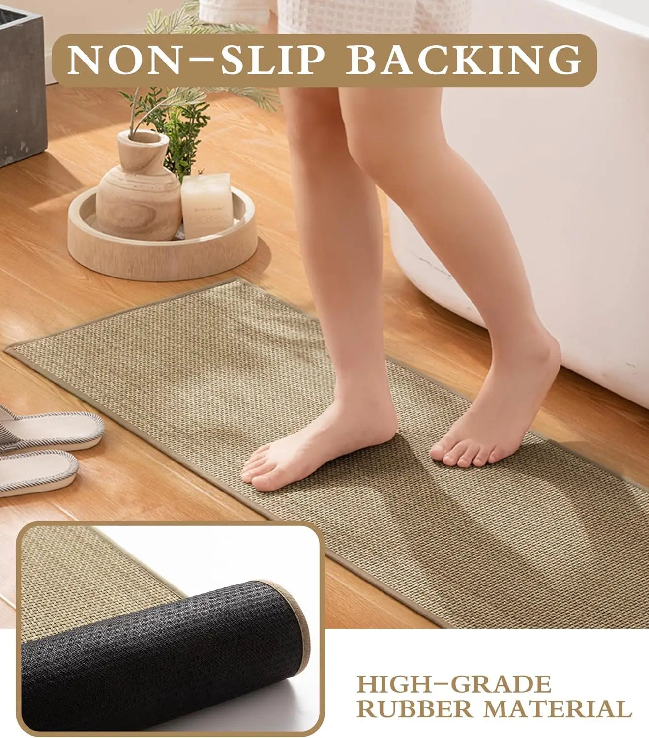 5-Piece Ultra-Thin Bath Rug Set Non-Slip Quick-Dry Under-Door Fit