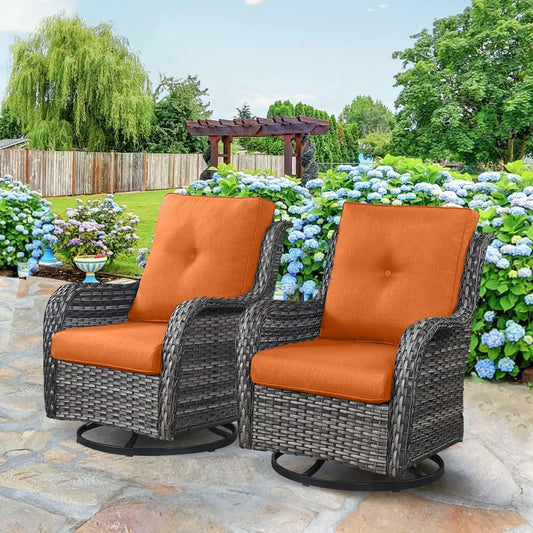 Outdoor Swivel Rocker Wicker Patio Chairs Rattan Set