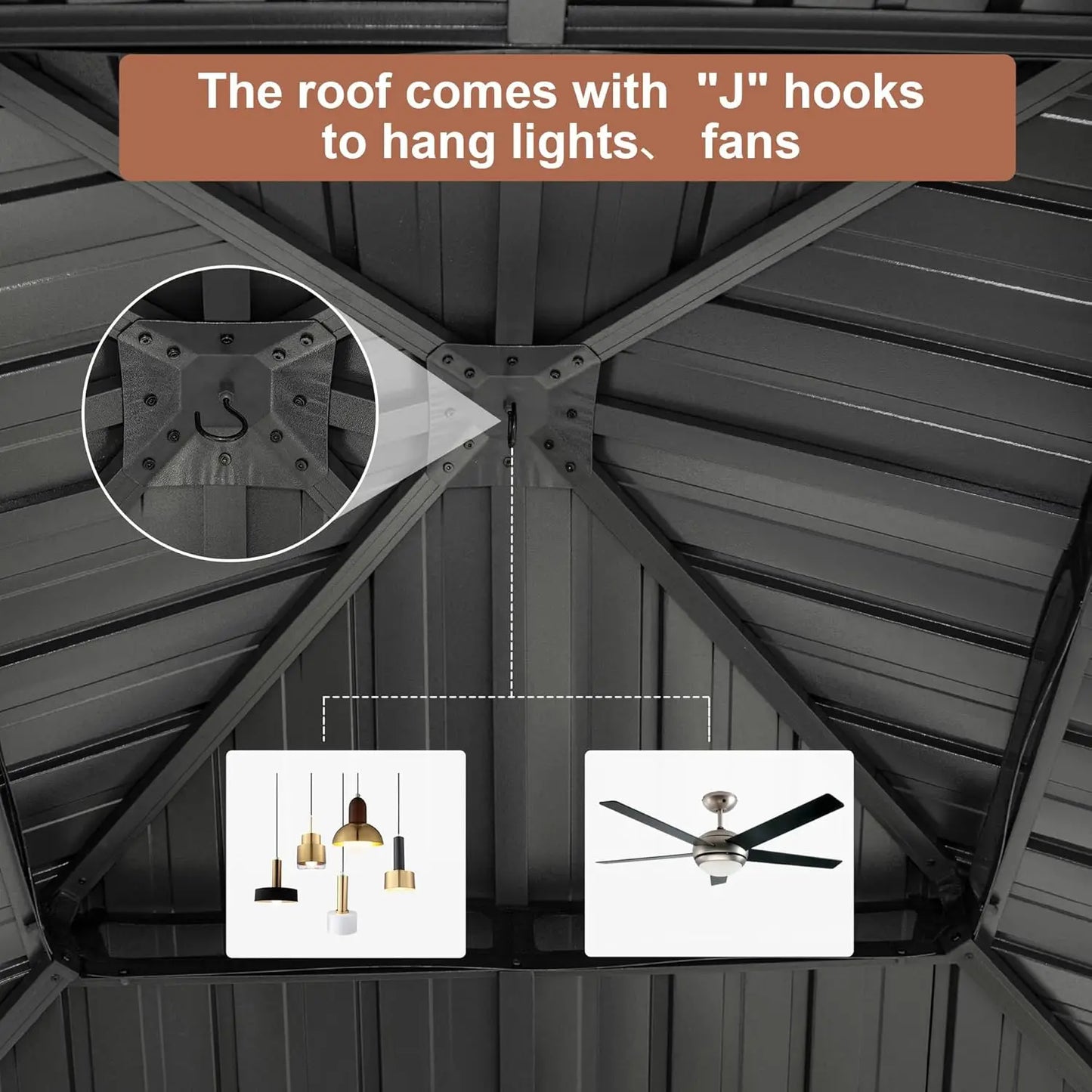 Hardtop Outdoor Gazebo With Aluminum Frame And Galvanized Roof Canopy