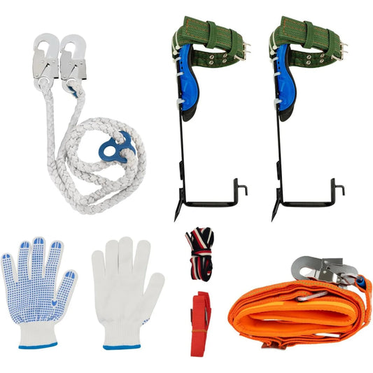 Tree Climbing Spike Set ,Portable Adjustable Lanyard Carabiner,Safety Belt Straps,  for Hunting Observation, Picking Fruit