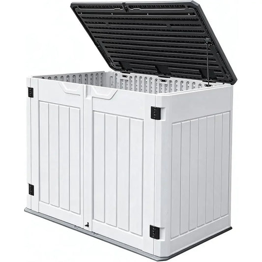 Light Gray 35 Cubic Ft Outdoor Storage Shed with Padlock, Waterproof and Easy Assembly for Backyard and Garden