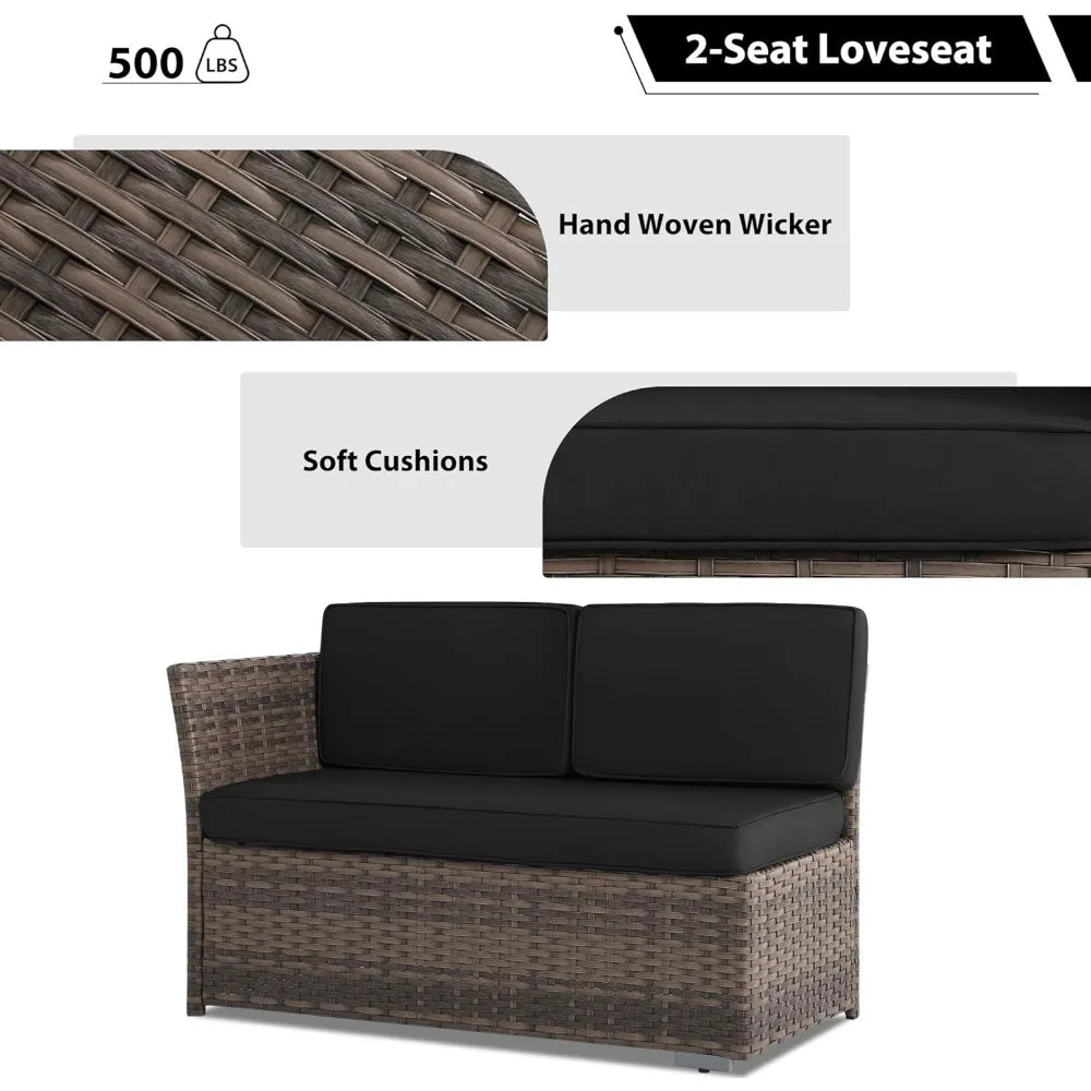 7 Piece Patio Furniture Set Wicker Rattan Table And Chairs
