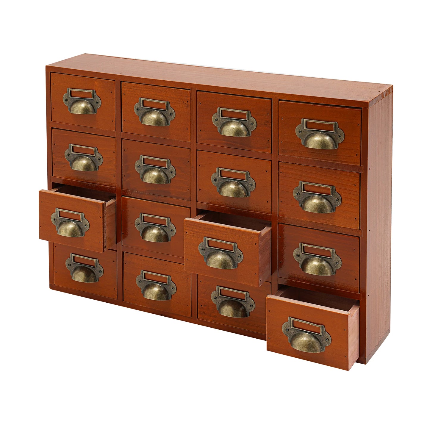 16 Drawers Storage Cabinet,, Apothecary Chests and Cabinets, Herb Storage Box, Wooden Desk Drawer Organizer