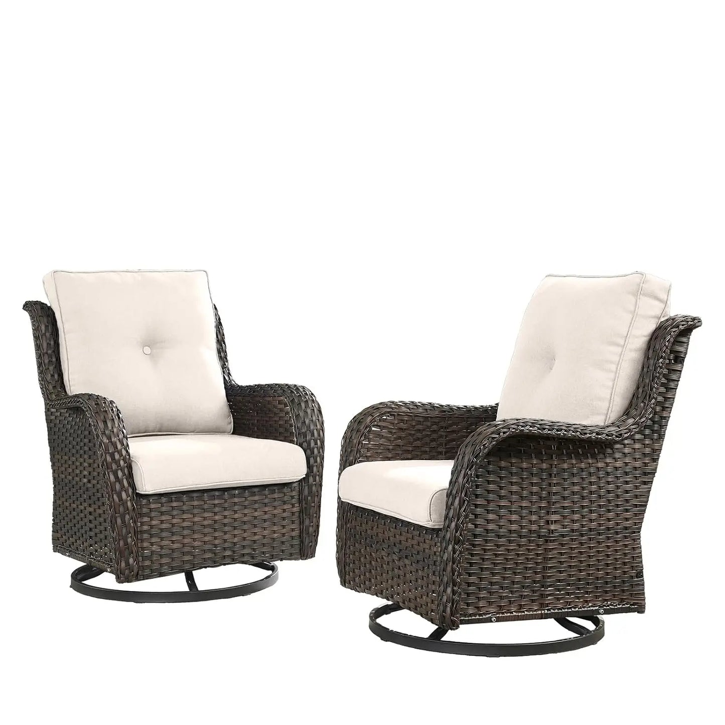 Outdoor Rattan Wicker Swivel Rocker Patio Chairs Set