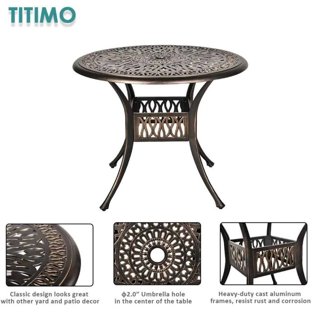 DAFIFY All-Weather Cast Aluminum Patio Round Dining Set