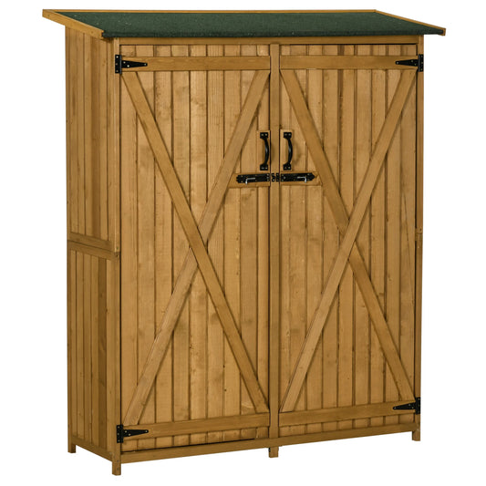 Wooden Waterproof Garden Storage Shed w/ Asphalt Roof, Shelves & Lock Backyard