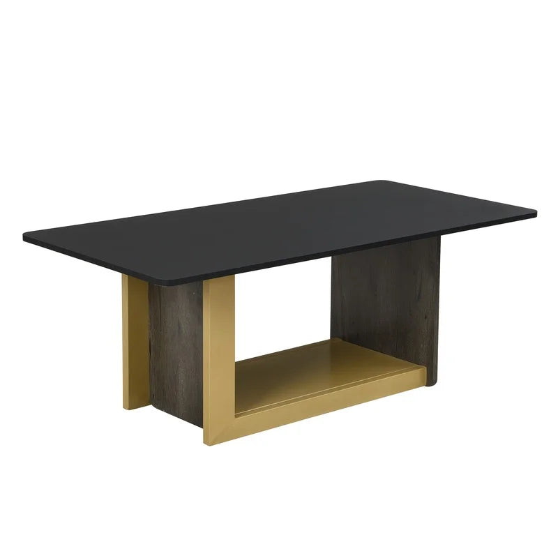 Modern Light Luxury TV Stand and Coffee Table Set, Wood Console with Storage Cabinet and Adjustable Shelves for Living Room