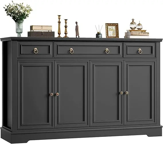 52.7" Large Buffet Cabinet Sideboard with 3 Drawers 4 Doors Wood Coffee Bar Kitchen Dining Room Storage, Customized
