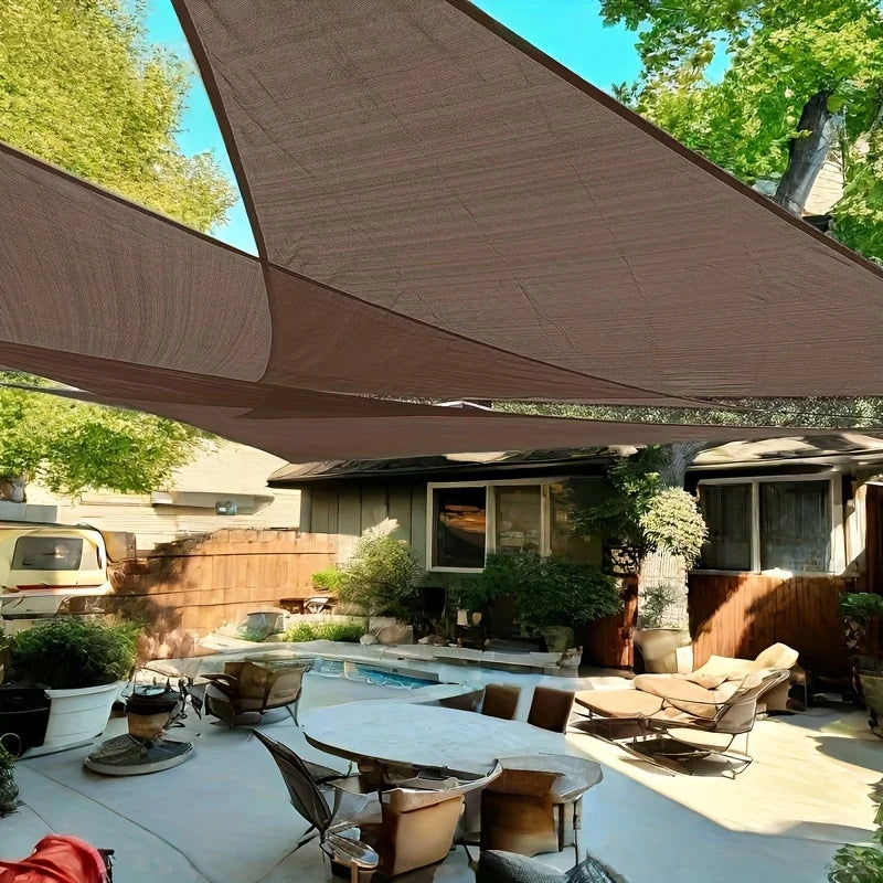 16' x 16' x 16' Sun Shade Sail Triangle Canopy, Permeable Shade Cloth Fabric Sunlight Block Patio Cover HDPE Deck Awning for Out