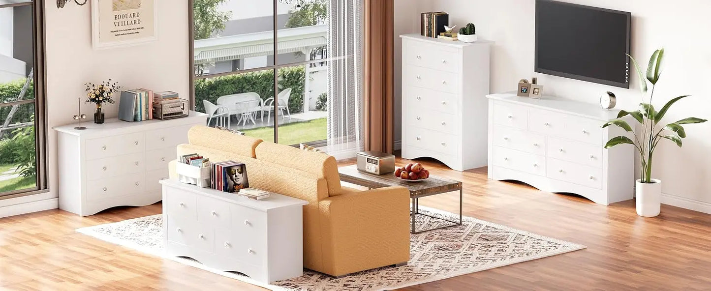 Furmax Dresser for Bedroom 7 Wood Dresser Chest of Drawers TV up to 65 inch TV Stand Storage Chest Drawers Hallway Entryway